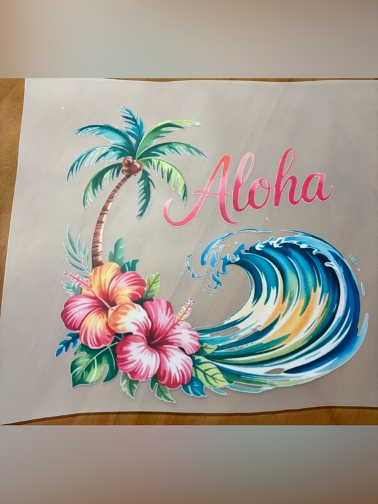 Tops - NEW Aloha Tropical Palm & Wave Graphic Transfer. U pick size and color of shirt